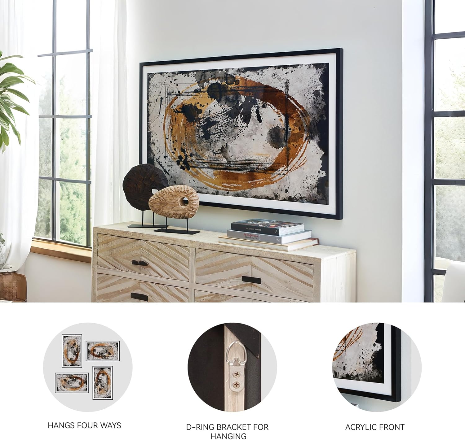 Signature Design by Ashley Clefting Contemporary Framed Wall Art, 63x37, Black & Dark Brown