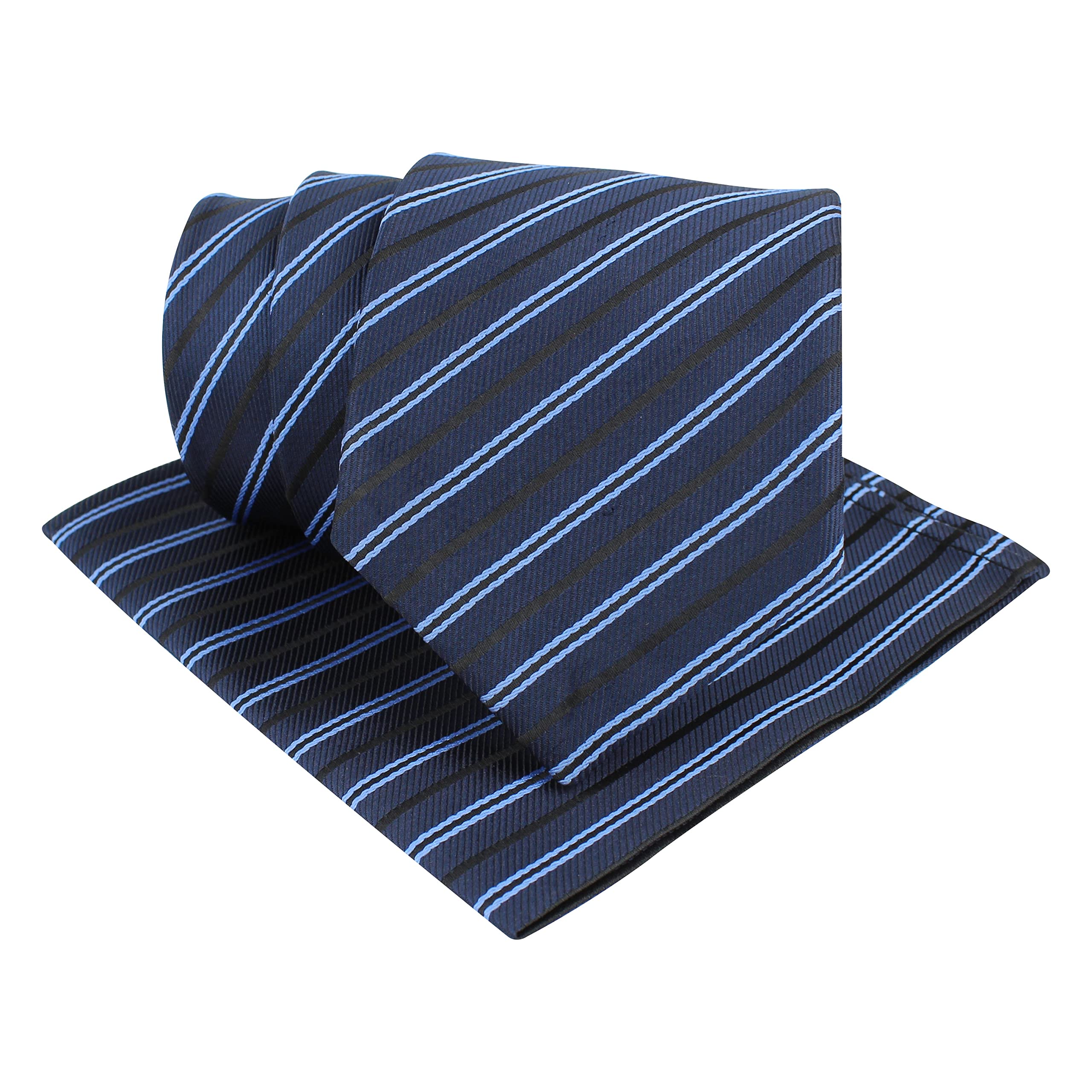 Kavove The Striped Treat Blue Necktie For Men-image-5