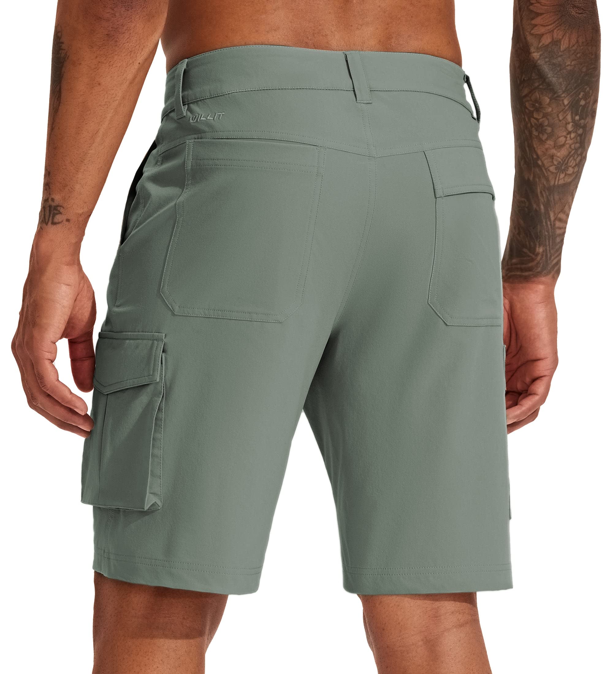 Willit Pantalones Cortos de Senderismo para Hombre, Estilo Cargo, atléticos, de Secado rápido, elásticos, Casuales, de Verano, con Bolsillos, 9 Pulgadas