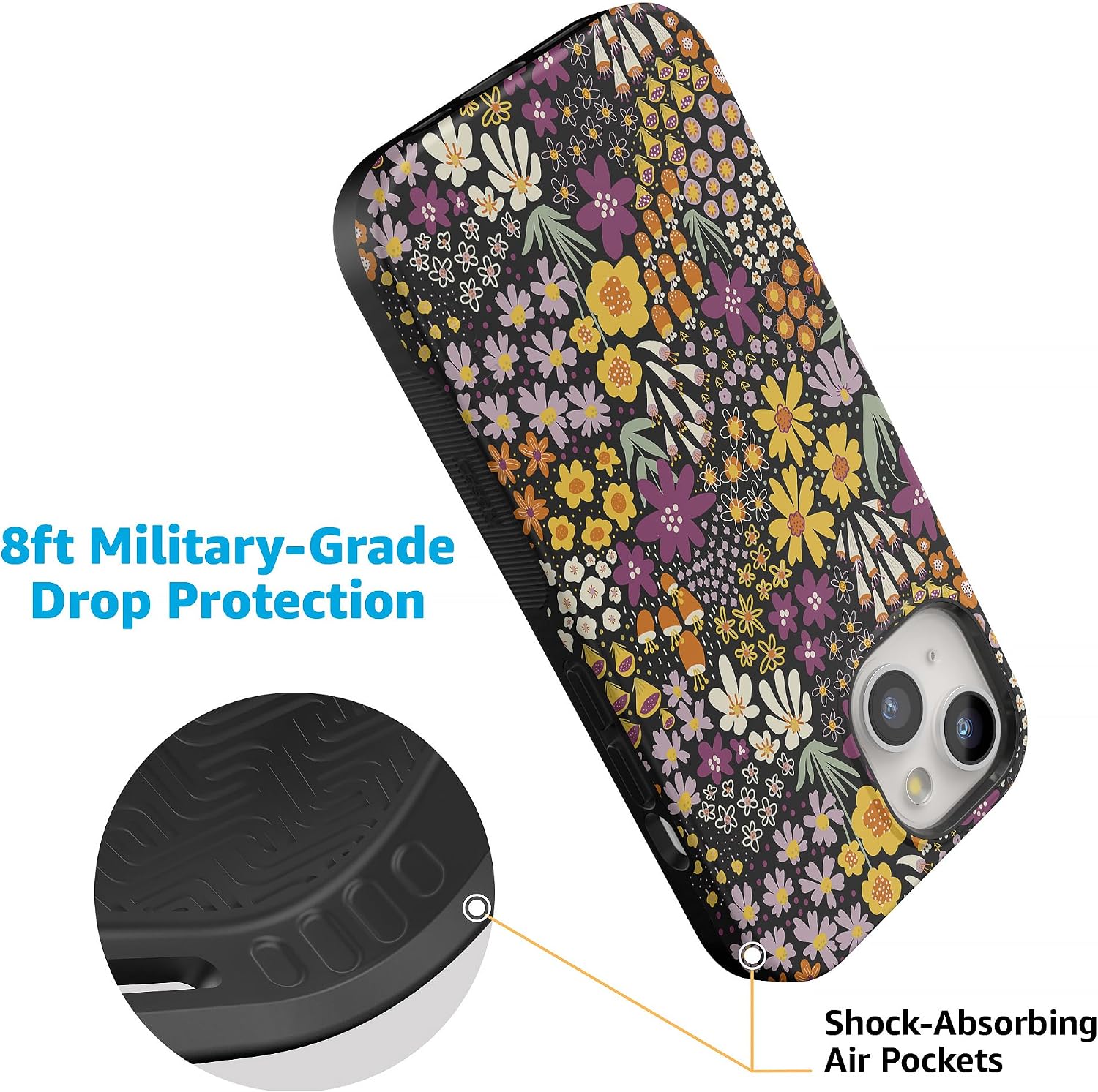 Casely iPhone 15 Case | Falling for You | Plum Floral | Bold Protective Design | MagSafe Compatible Design