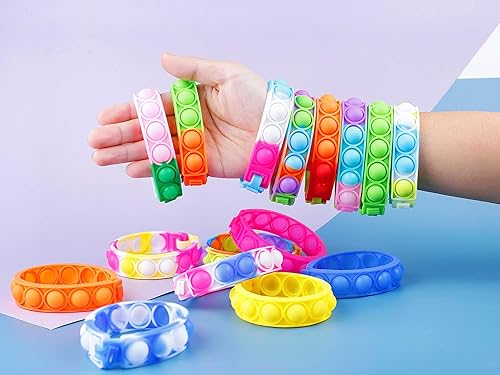 Miniatura 8 de 300 pulseras de juguete para ansiedad, pulseras sensoriales de burbujas para presionar, para aliviar el estrés, pulsera de silicona para niños y 300