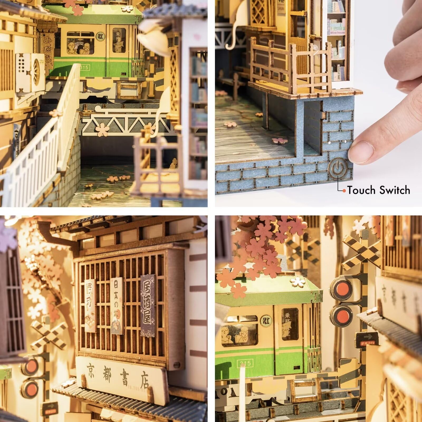 Rolife Sakura Densya Book Nook - Inserto per scaffale, kit per casa delle bambole fai da te, decorazione per la stanza delle bambole, per adolescenti, ragazze, ragazzi e donne (TGB01)