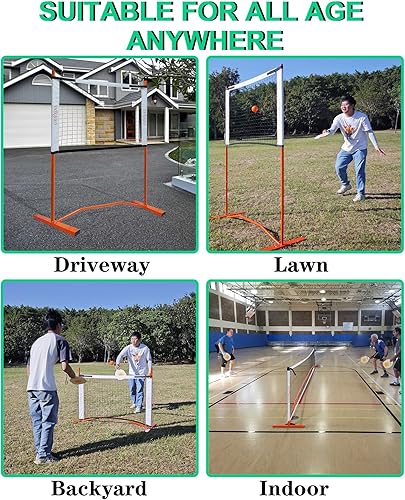 Miniatura 8 de Zdgao Juego de red de pickleball pequeña red de pickleball de 10 pies, red de rebote de entrenamiento de 4 pies de altura ajustable con pelotas de