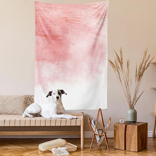 Miniatura 2 de Ambesonne Tapiz de melocotón, estilo acuarela dibujado a mano con pinceladas con impresión de efecto degradado, colgante de pared para dormitorio,