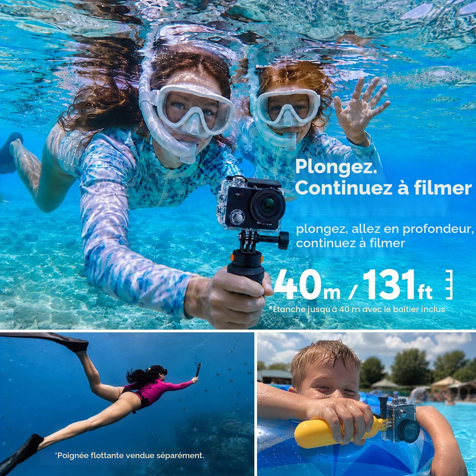 AKASO V50 X Caméra de Sport 4K 30FPS Ultra HD avec Carte 64 Go, Télécommande, Écran Tactile, Stabilisateur