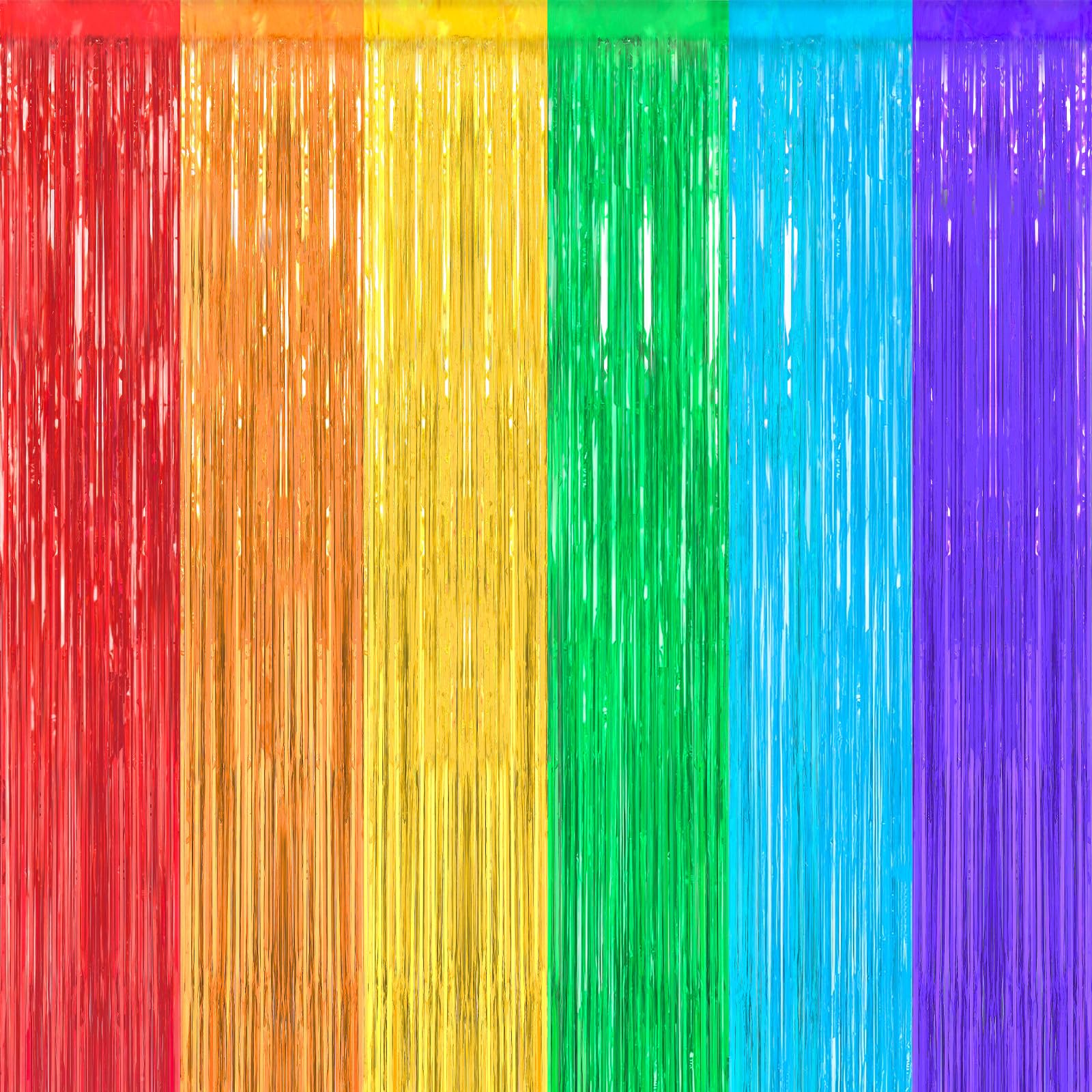 Crosize 4 Pack Rainbow Streamers Backdrop, 3.3 x 9.9 ft, Party Decorations | Tinsel Foil Fringe Curtain, Birthday Decorations, Party Decor, Door Streamers, Glitter Photo Backdrop