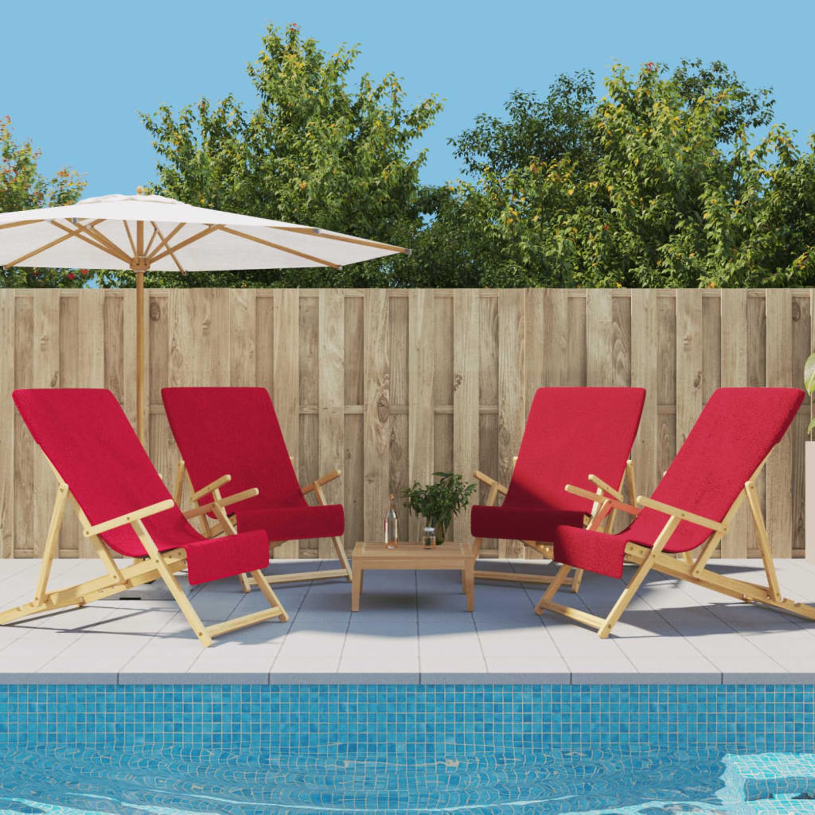 ZEYUAN Strandtücher 4 STK. Burgunderrot 60x135 cm Stoff 400 GSM, Hamamtuch, Saunahandtuch, Badehandtuch - 3157056