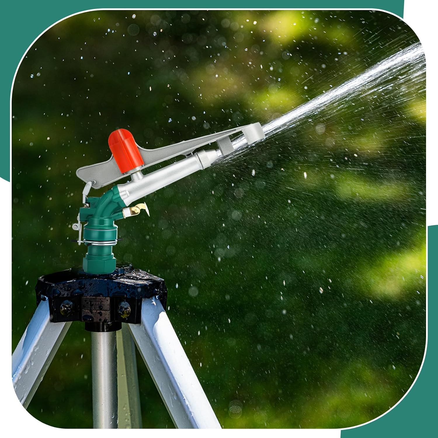 VIHOSE 2 Inch Agriculture Irrigation Sprinkler Farm Gun Irrigation Sprinkler Aluminum 360° Rotating Impact Agricultural Cannon Large Area Watering Spray for Garden Farm Lawn