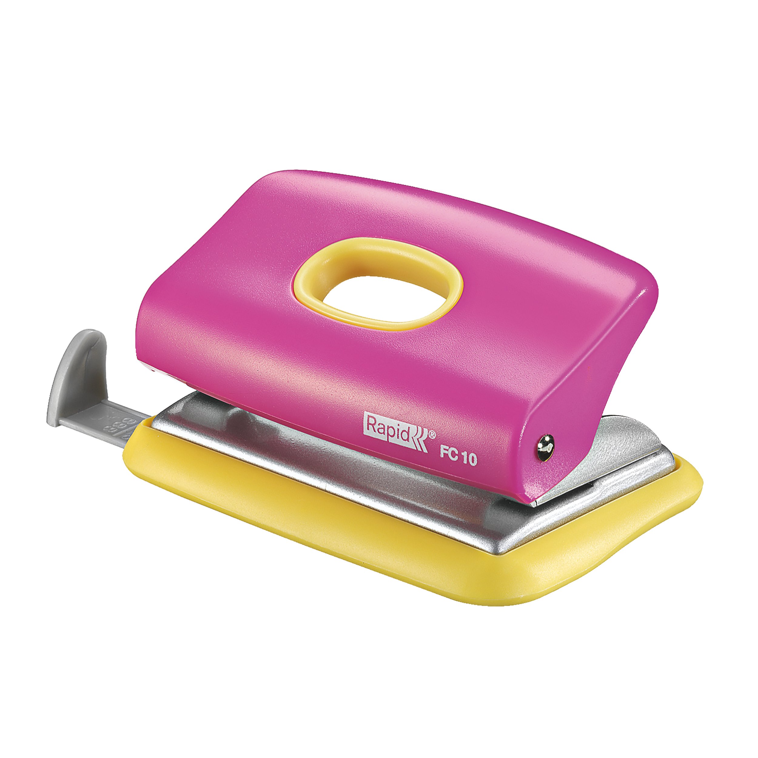 RAPID 5000368 - Taladro 2 agujeros FASION plástico modelo FC10 Funky color rosa/amarillo