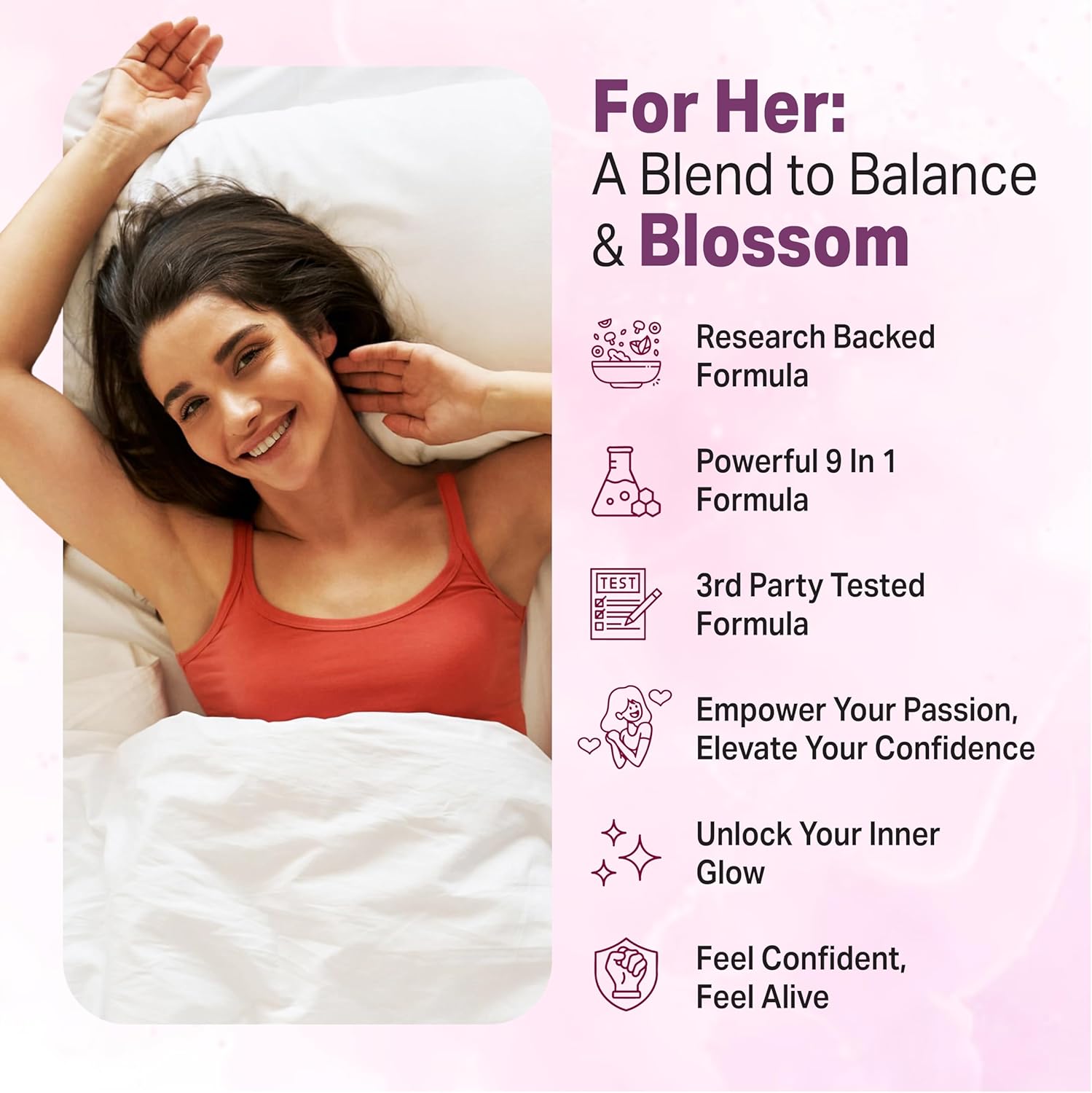 Libido for HER - Libido Booster for Women to Boost Desire, Intimacy, Lust - 3rd Party Tested Supplement to Support Women's Health, Energy Assist | 3rd Party Tested Supplement - 60 Capsules - Image 3