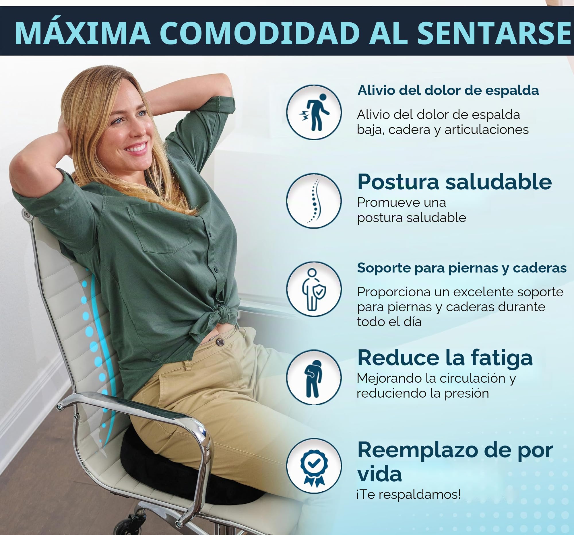 ComfiLife - Cojín de gel mejorado para asiento, antideslizante ortopédico de gel y espuma viscoelástica, cojín para dolor de coxis, alivio del dolor de espalda y ciática