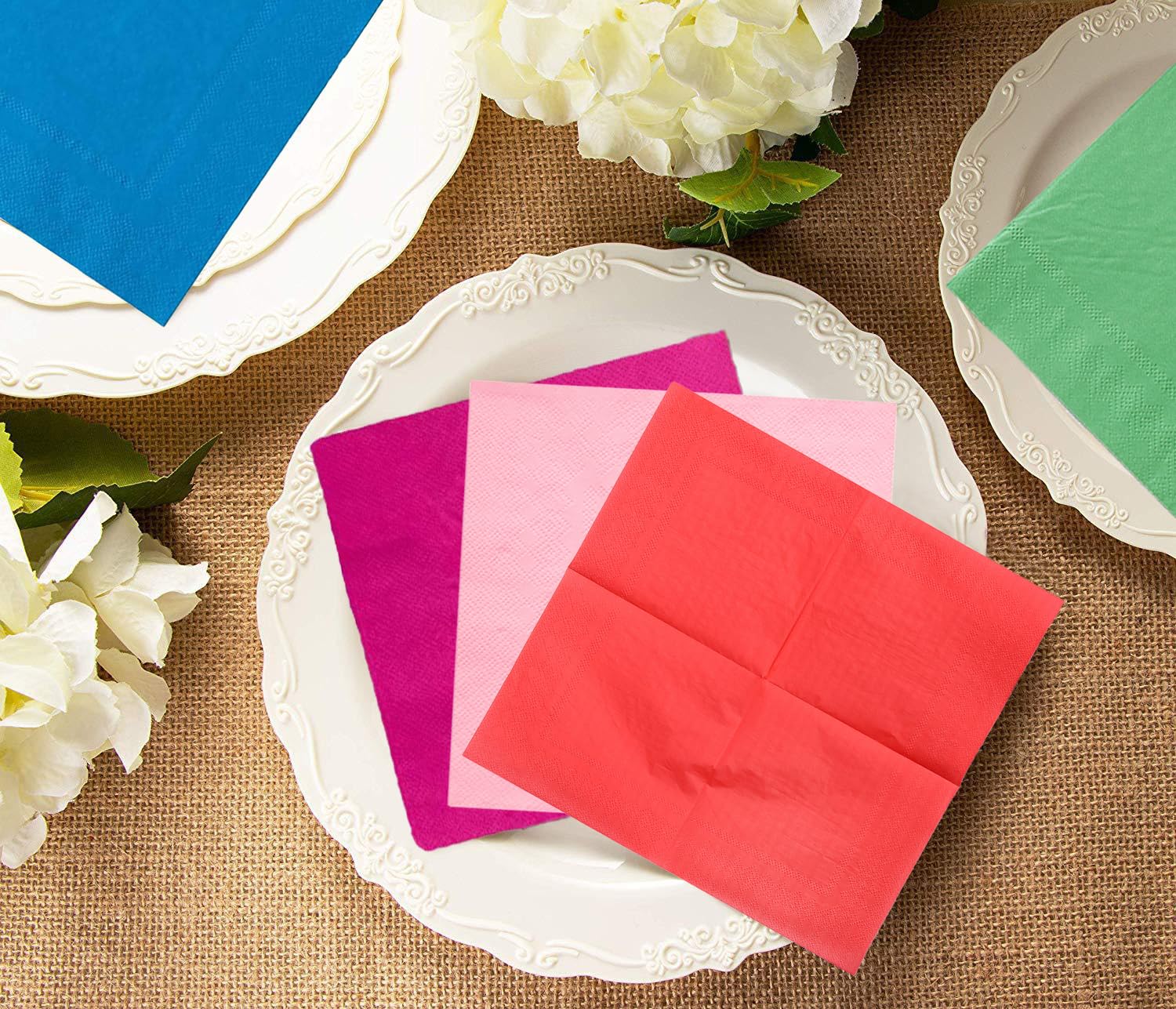 Set Festa Arcobaleno – 60 Tovaglioli Di Carta E 30 Bicchieri Usa E Getta 250 Ml, 6 Colori, Per Compleanni E Matrimoni