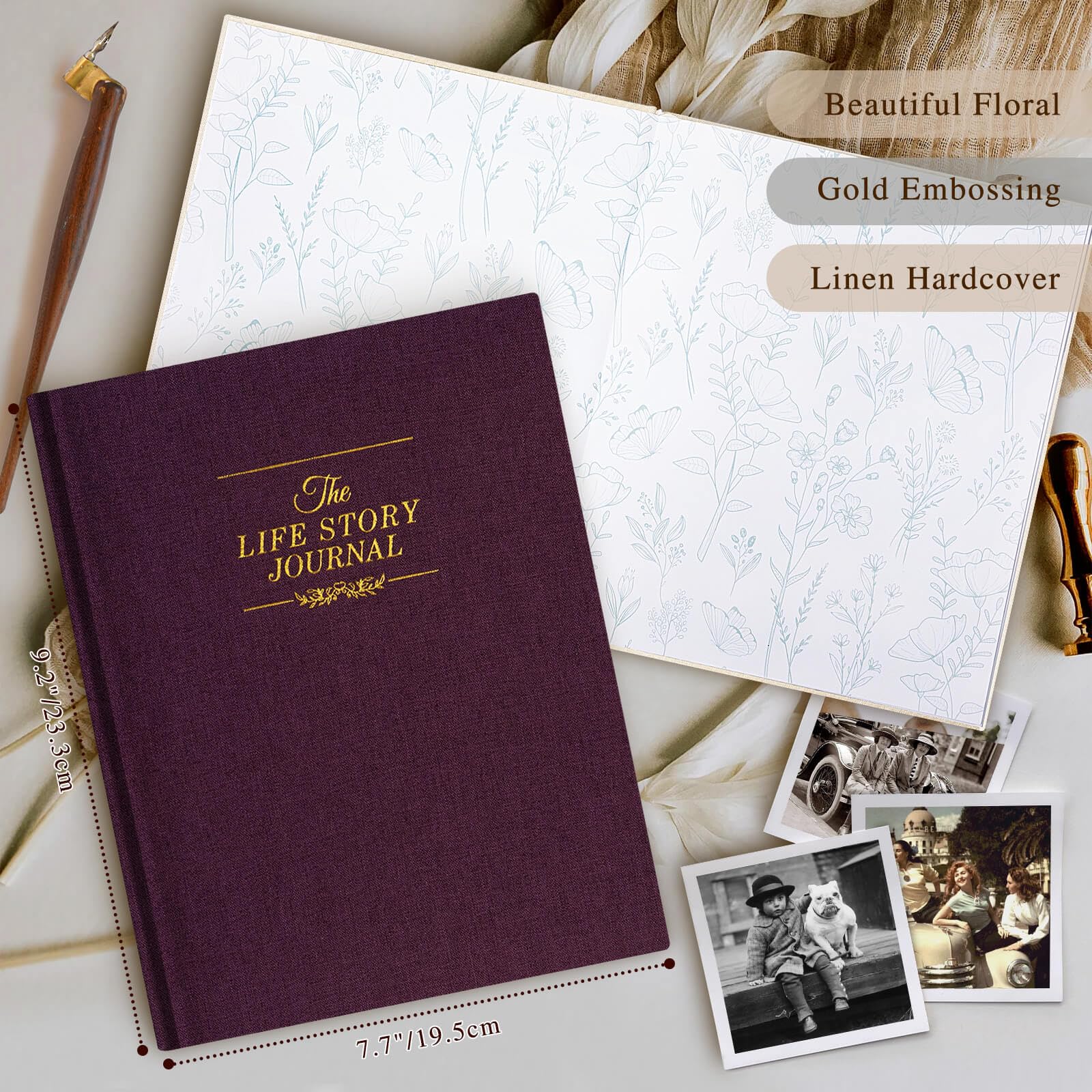 Lanpn Grandparents Life Story Journal Book with Prompts, Linen Legacy Journal Mom Dad Story Memory Keepsake Journal - Image 2