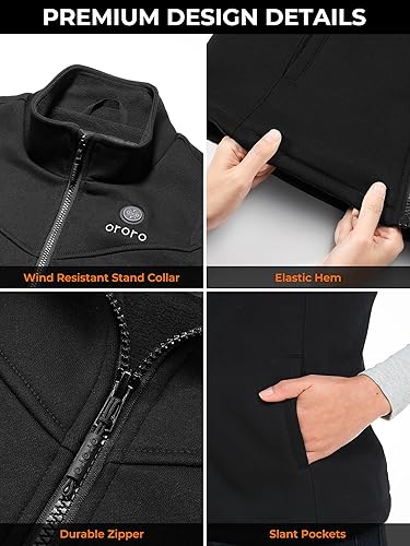 Vista 4 de ORORO Chaleco térmico para mujer con batería - Chaleco de forro polar eléctrico capa base
