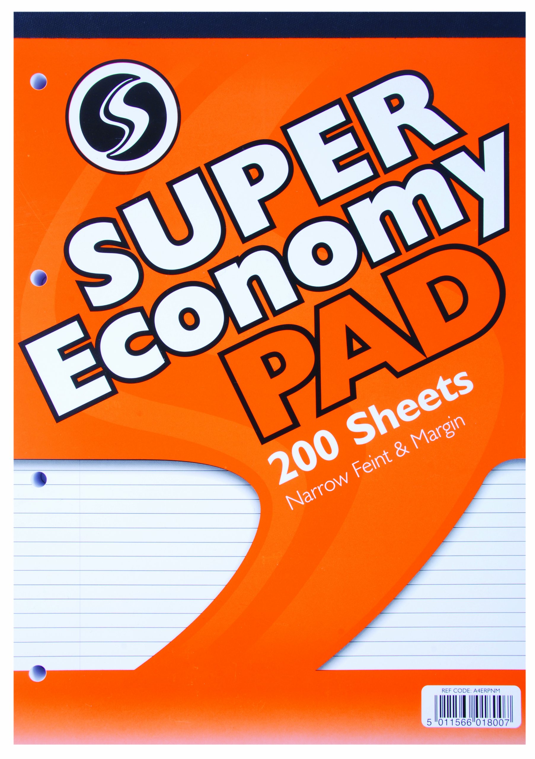 Silvine A4 Narrow Lined with Margin Economy Pad, A4ERPNM