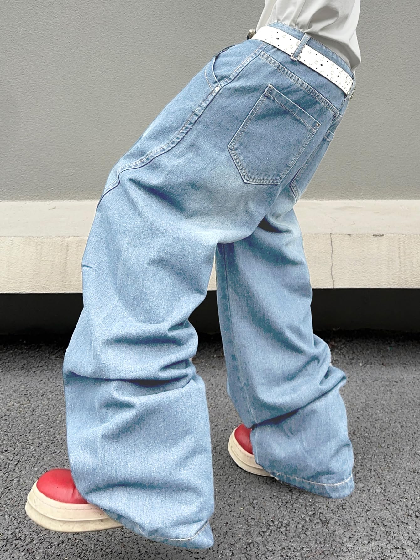 Zewool Jeans Baggy da Uomo con Cuciture Irregolari – Pantaloni in Denim Wide Leg Y2K Hip Hop Moda Casual Streetwear