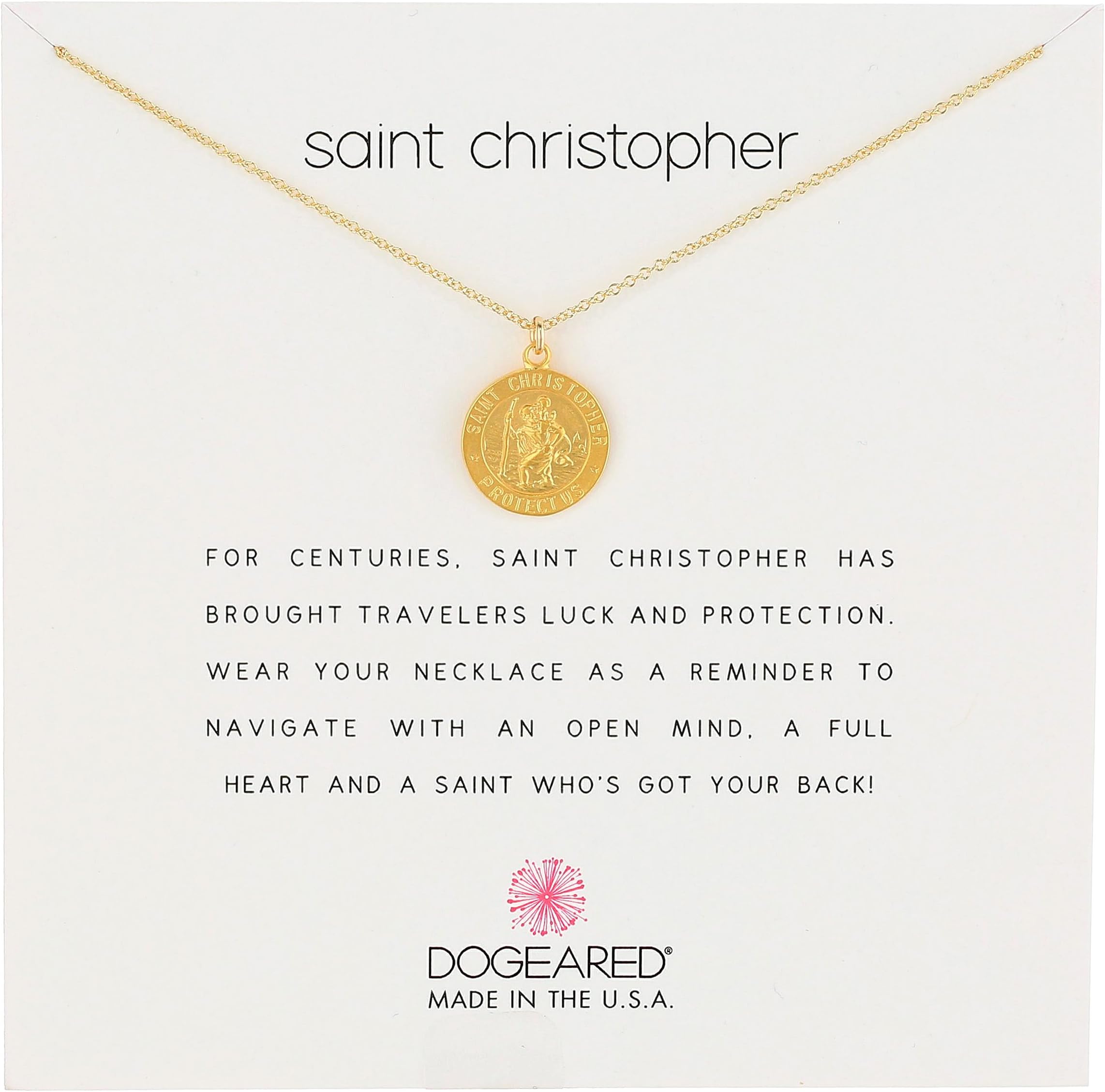 Dogeared Saint Christopher Travelers Reminder Necklace Gold Dipped One Size