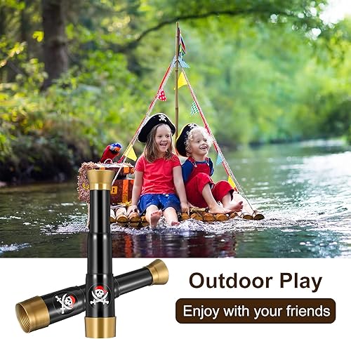 Miniatura 6 de 2 piezas de telescopio pirata de plástico de juguete para niños, mini telescopio retro portátil ajustable, mini telescopio pirata de plástico,