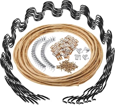 MorningRo 8 Pcs 25" Couch Upholstery Spring Repair Replacement Kit - 8 Heavy-Duty Springs, 16 Spring Clips, 64 Nails, 40ft Steel Stay Wire for Fixing Sagging Cushions in Sofa Recliner Chair