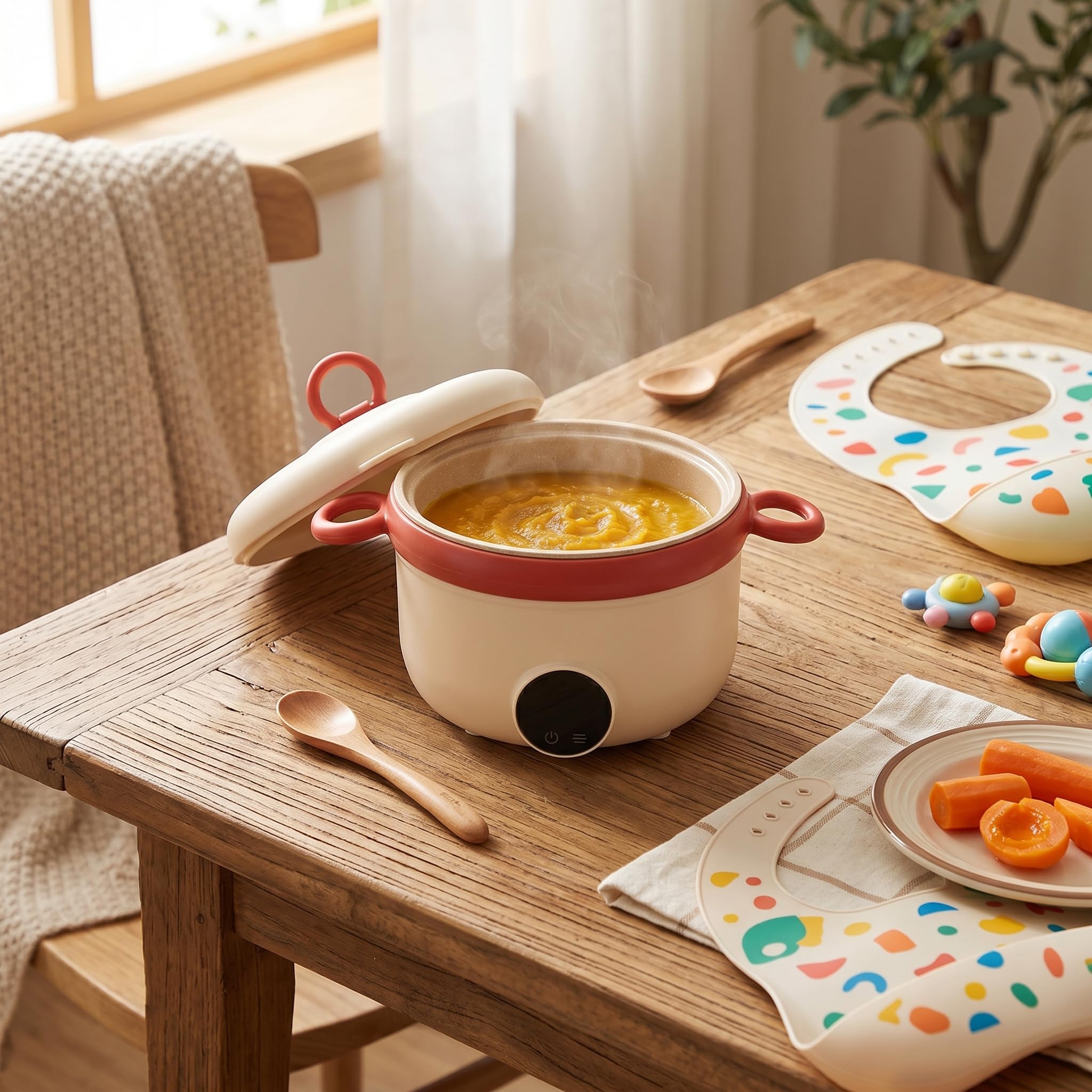 Rengue 450ML Bébé Bol Chauffant Type Bol Acier Inoxydable Sans Fil | Fonction De Température Constante Intelligente,Rechargeable Par USB,Léger Et Portable, Grande Capacité,Accueil,Voyage
