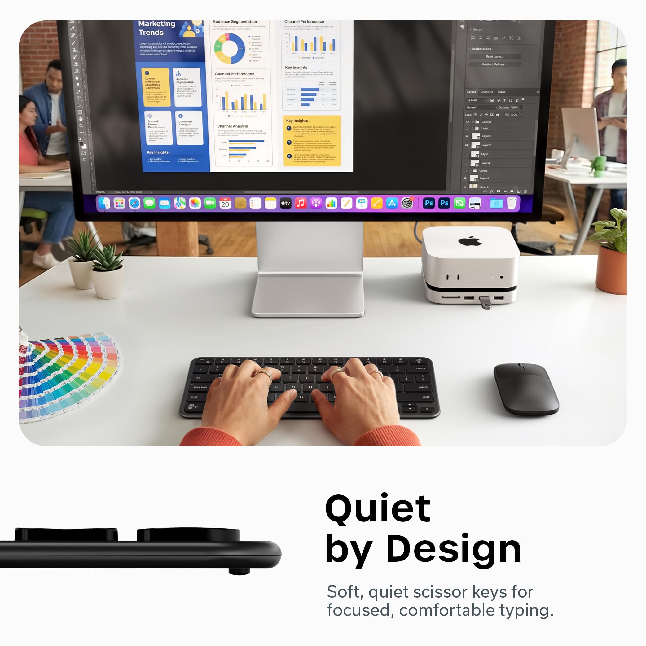 Satechi Slim EX1 Wireless Keyboard, Compact Keyboard for Mac, Windows, Android, Multi-Device 4-in-1 Connectivity (3X Bluetooth + 2.4GHz), Instant OS Remap, USB-C Rechargeable Battery, Space Black — view 5