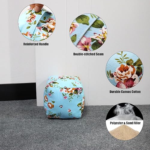 Miniatura 5 de CERAYOU Tope de puerta decorativo con peso, tope de puerta de tela con asa, cubo cuadrado resistente, protectores de pared para el hogar, oficina,