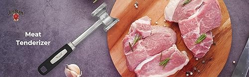 Miniatura 5 de Jim Beam Ablandador de carne de construcción resistente con mango de agarre suave, medio.