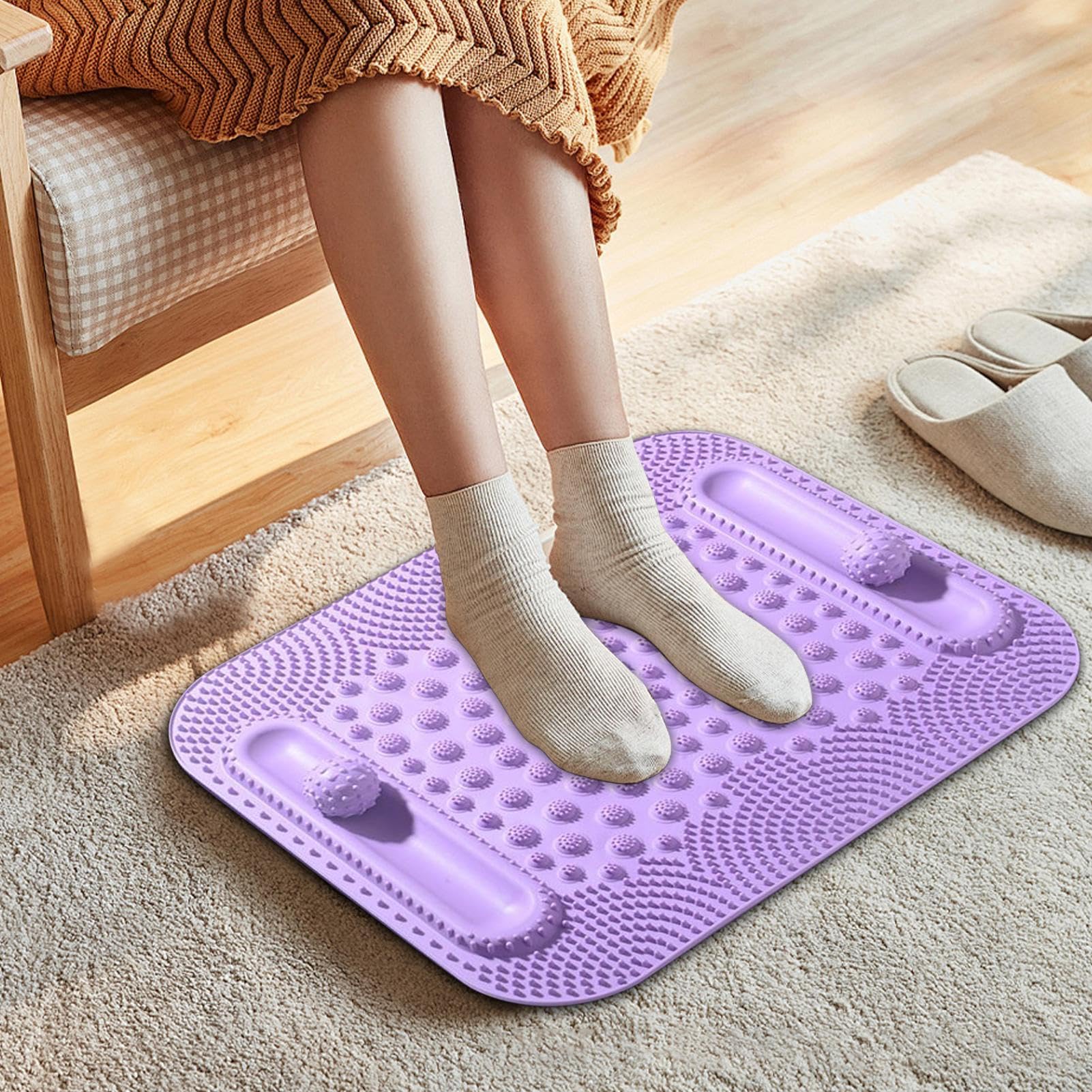 Tapis plantaire à points de pression Stimulateur jambes double piste billes