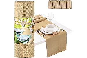 8 Pack Burlap Table Runners, 12 x 72 Inch Burlap Runners for Tables