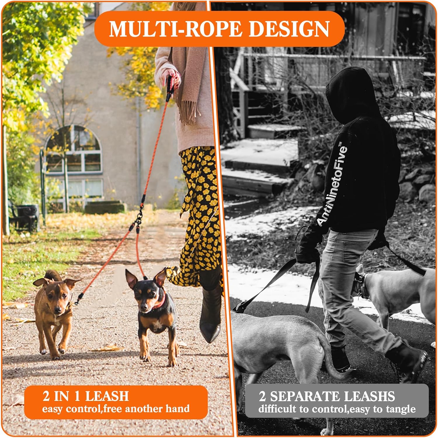 Five Dog Leash No Tangle Triple for 5 Dogs,360 Swivel No Tangle Walking Leash for 5 Dogs with Reflective for Large Medium Small Dogs (Green, 5 Way)