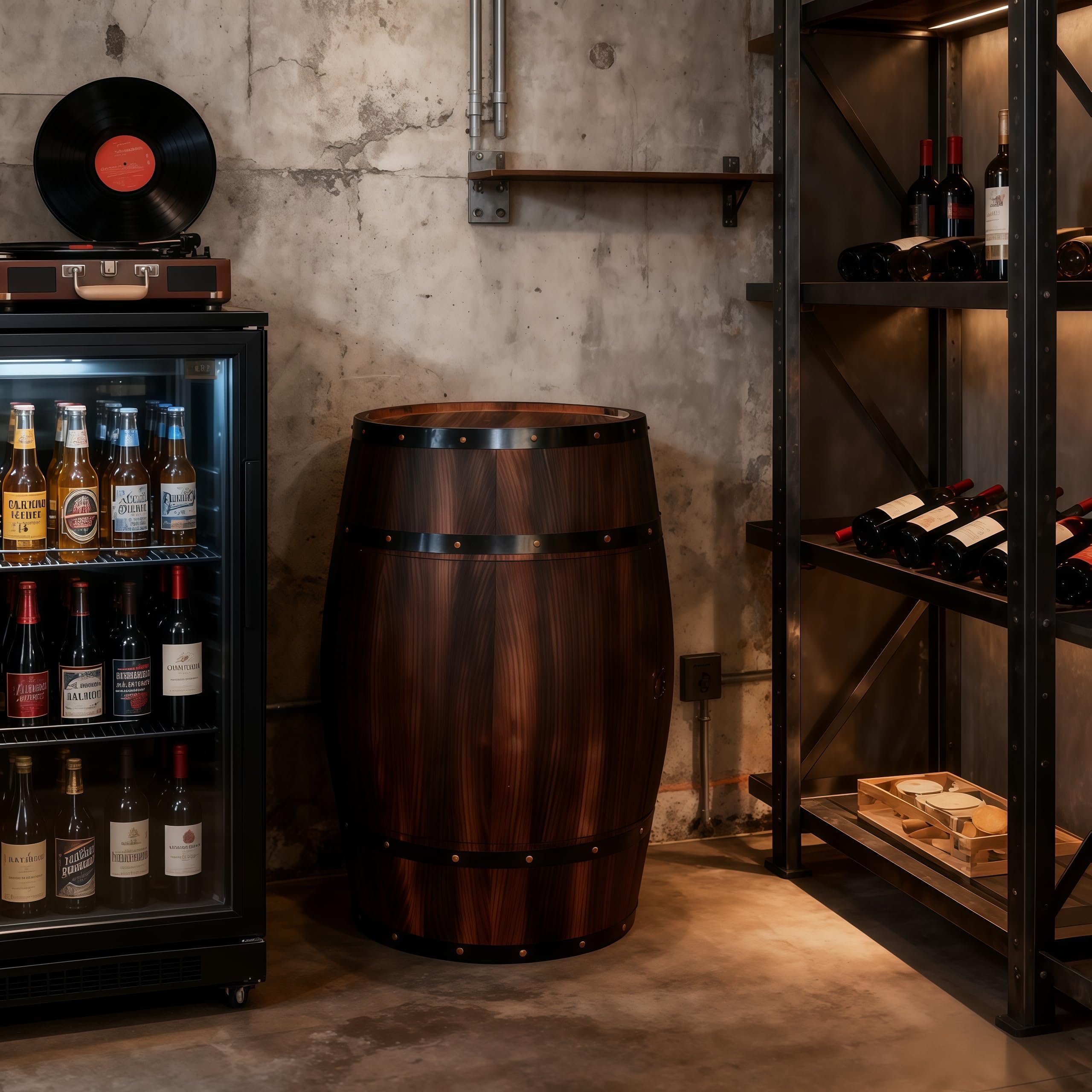 BARREL CRAFT ウイスキー樽 収納テーブル Amazon.co.jp: ウイスキー樽テーブル サイドテーブル 樽型収納棚