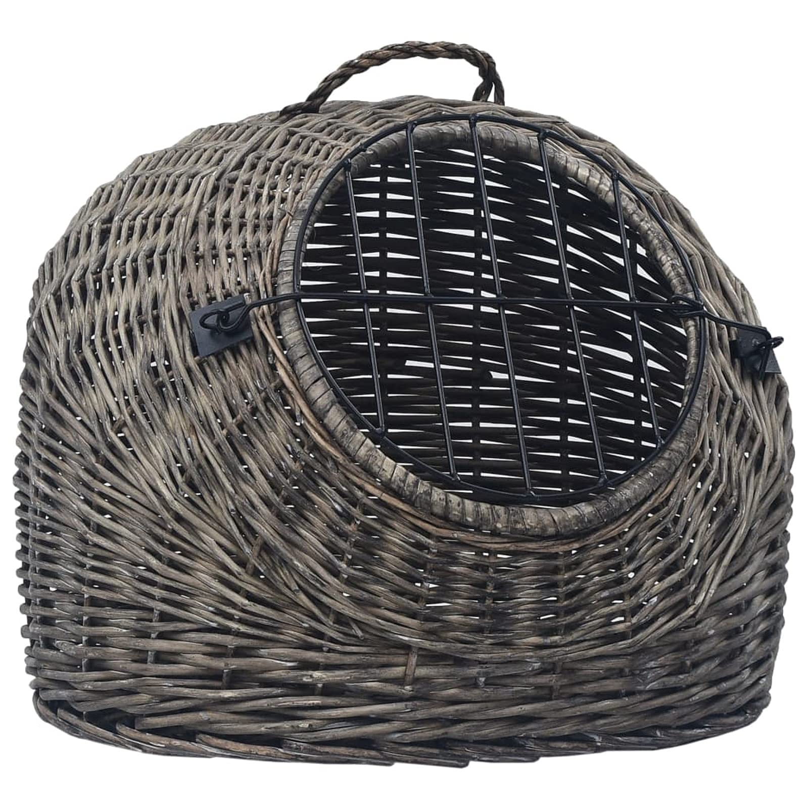 Katzen Transportkorb Katzenkorb Transportbox Grau Natürliche Weide 45×35×35 cm