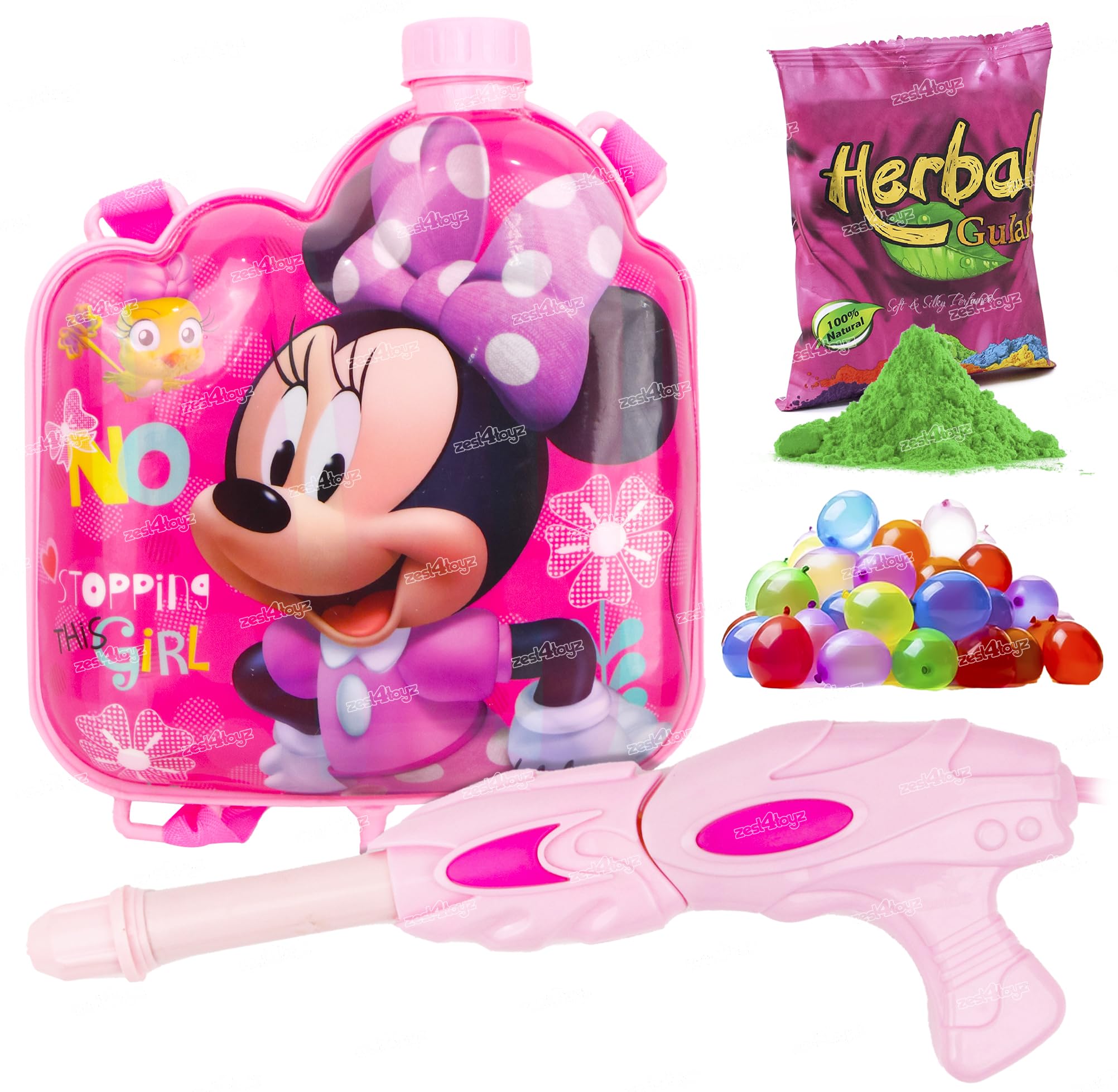 Zest 4 Toyz Holi Pichkari Water Gun for Kids Boy Girl Powerful High Pressure Tank Spray with 100 Balloon, Minnie (Rainbow Tank) (B0CTKFD28Y) Amazon Price History, Amazon Price Tracker
