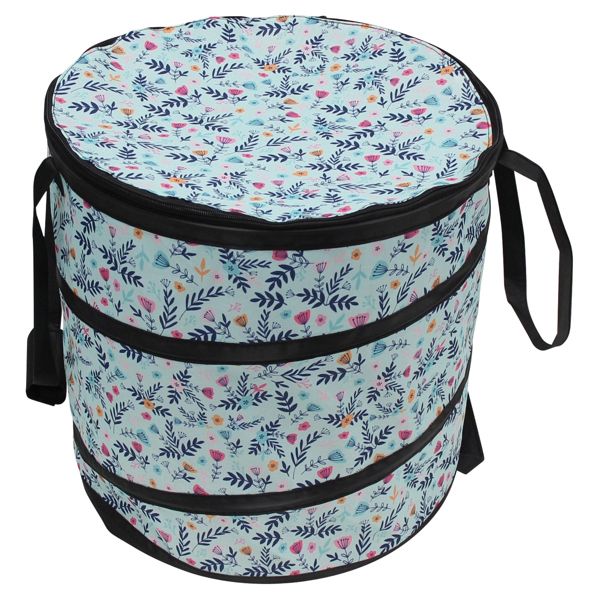 FRANK FLECHTWAREN Laubsammler Floral, 100% Polyester, Ø 45 x 45 cm 80 Liter, 3 Tragegriffe Reißverschluss faltbar, Gartenabfälle