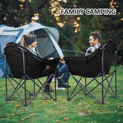 Miniatura 6 de Yestomo Sillas de campamento, silla de camping acolchada con bolsa de transporte, sillas de luna para adultos con soporte para tazas, sillas