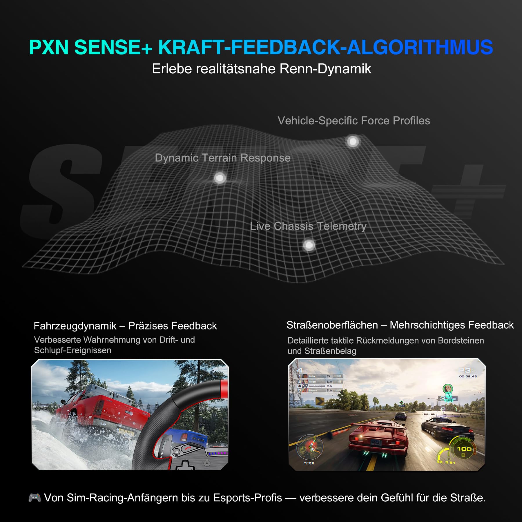 PXN VD4 Bundle Direct-Drive Gaming Lenkrad – 4 Nm Servo-Motor Basis, W AS Rennlenkrad, PD HM Bremse & Gaspedale, Tischklemme – Lenkrad kompatibel mit Windows-PC