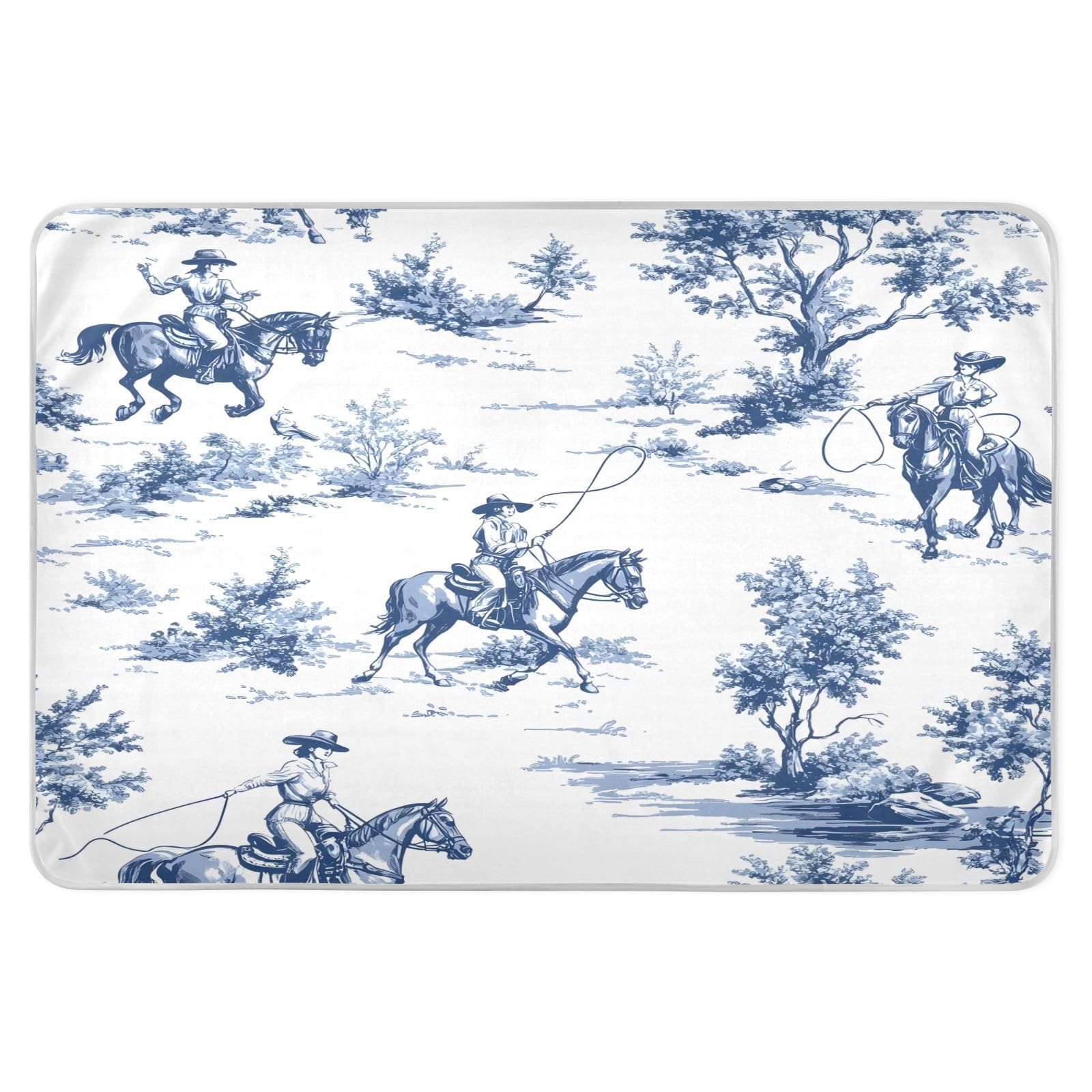 CEBUGI 34” x 52”Washable Underpads Heavy Absorbency Waterproof Incontinence Bed Pads Vintage Cowboy Pee Pads for Adults Kids and Baby