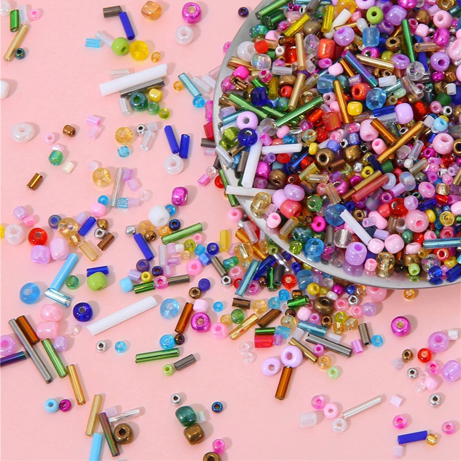 1000PCS Mixed Glass Seed Beads, 1.5-4.5mm Black Tube Loose Glass Seed Spacer Beads for Jewelry Making - Image 6