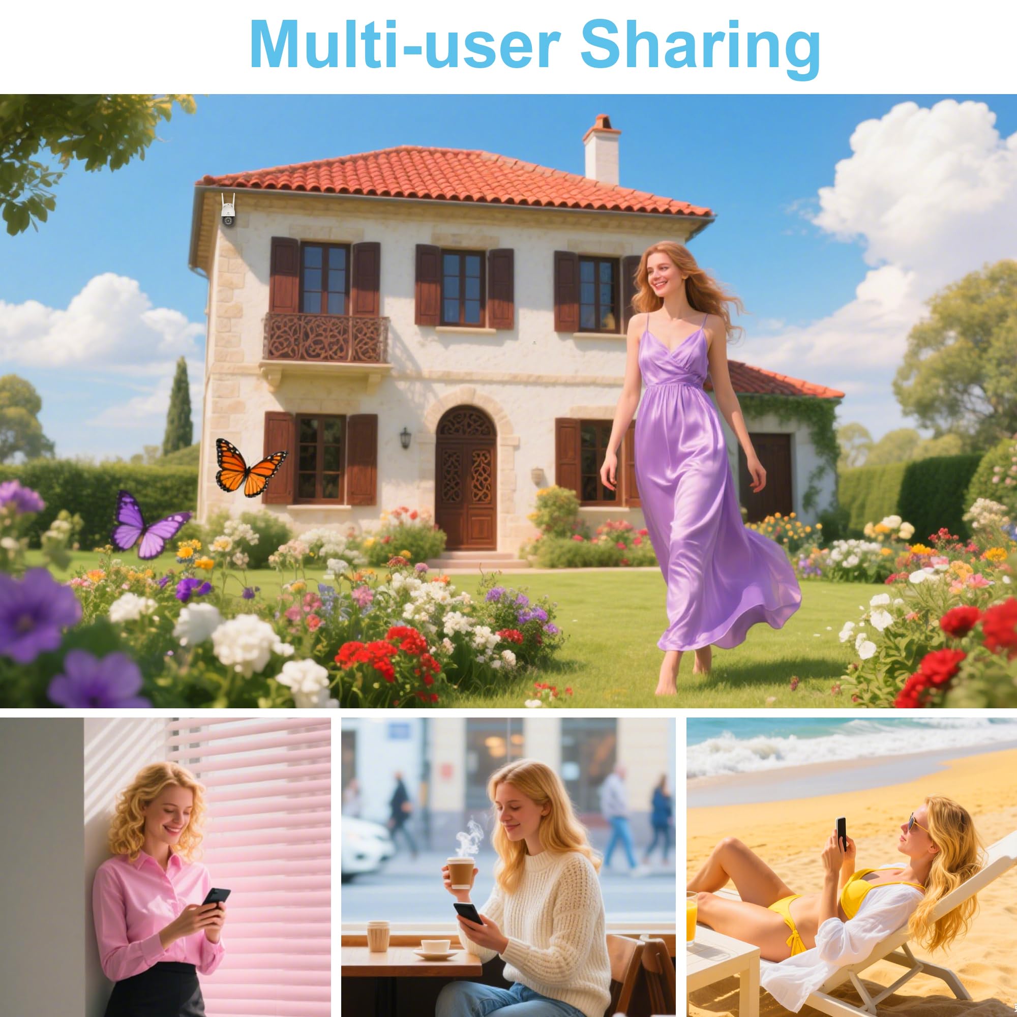 ANTELA Überwachungskamera Außen 4MP PTZ WLAN IP Kamera Outdoor, IP65 wasserdicht, Farbige/IR/Smart Nachtsicht mit Flutlicht 50m, 2-Wege-Audio, Bewegungserkennung, Alarmmeldung, 2,4GHz | Farb-/IR-Nachtsicht, kompatibel mit Alexa und Google Home, Bewegungss