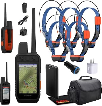 Garmin Alpha 300i Handheld Advanced Dog Tracker & Training System with inReach Technology Bundle with 5X Garmin Dog Collars Alpha T20 Tracking Collar for Dogs with GPS + Field Bag + Accessories