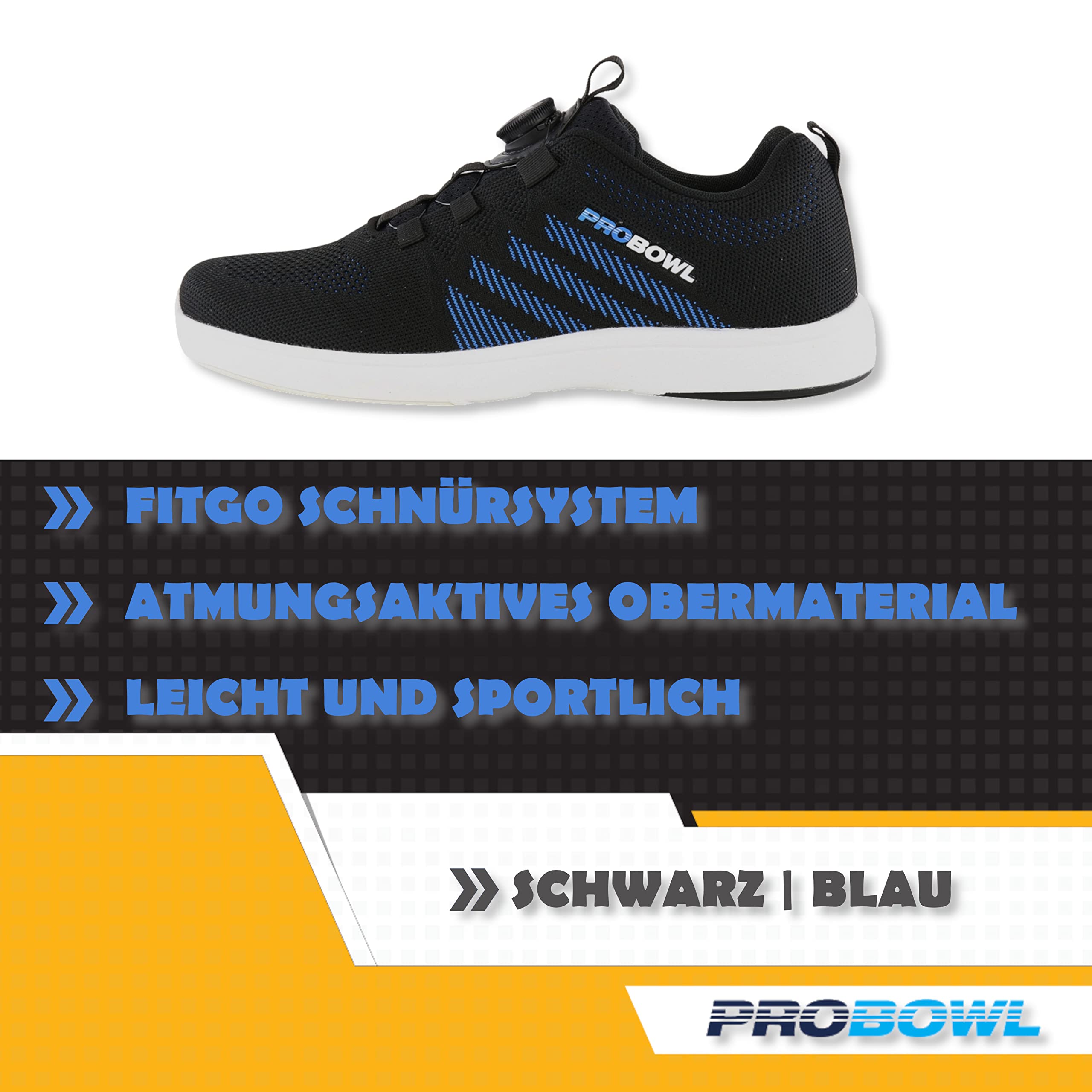 EMAX - Pro Bowl - Supro - Chaussures de bowling pour homme, femme et adulte - Avec système de laçage Fit-Go - Équipement de bowling pour les loisirs