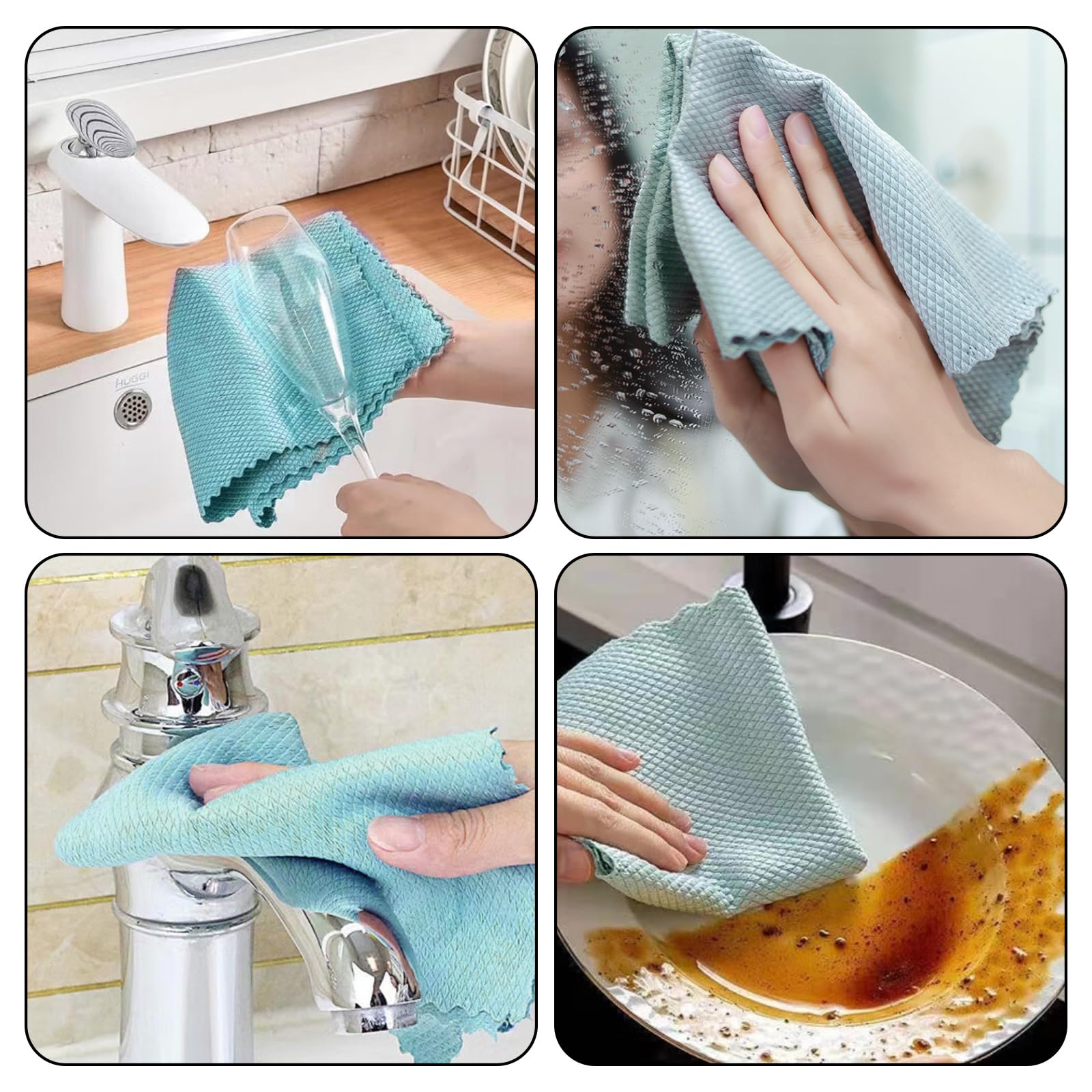 Lot 3 Raclette De Douche – Squeegee Polyvalent Bleu/Vert/Rouge + Tissu & Crochets