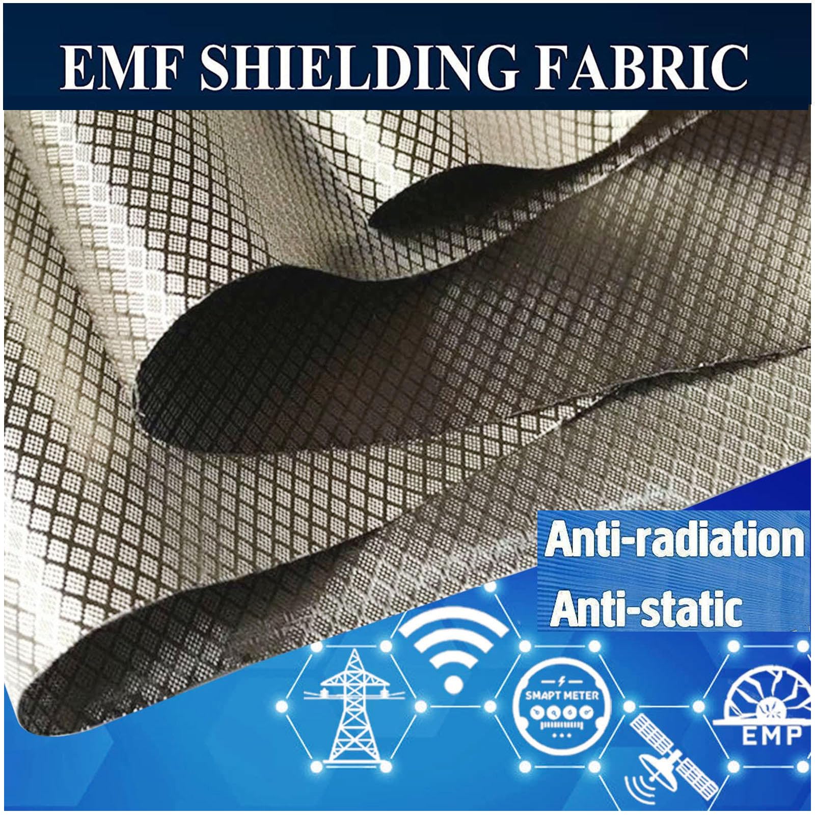 Tissu de Blindage RF, Matériau Protection Contre Les Radiations RFID, EMF Faraday Cage Faraday RF Brouilleur d'onde Cage de Faraday Maison, Ordinateur,silver-10m