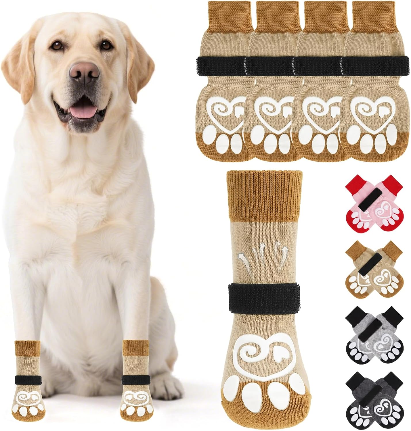 Dog Socks for Hot/Cold Pavement to Prevent Licking Paws,Dog Boots&Paw Protector for Hardwood Floors Anti Slip,Traction Control Booties for Small Medium Large Senior Dogs