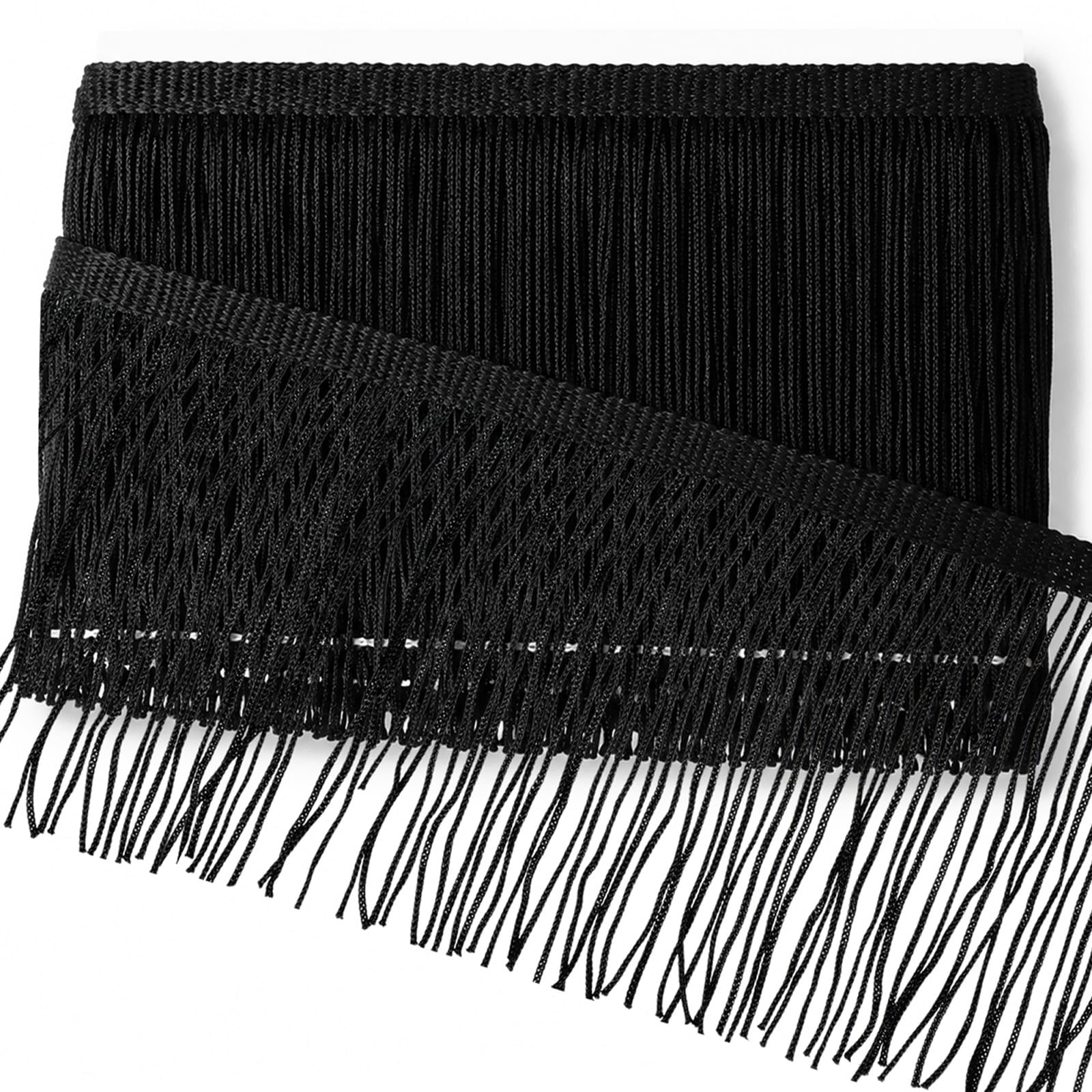 Trim for Sewing, 5 Yards Black Fringe Trim, 4 Inches Wide, Decorative Fringes for Clothing, DIY Crafts, Latin Wedding Dress, Lamp Shade and Home Decor