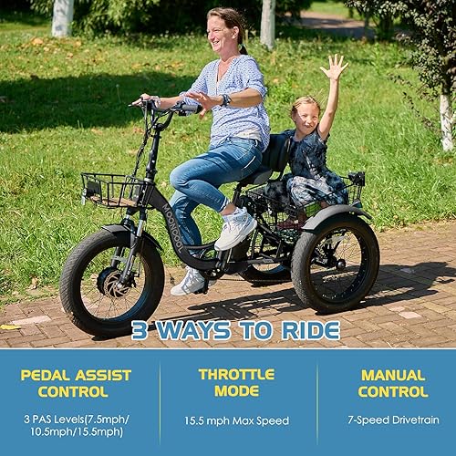 Vista 32 de NAIZEA Electric Tricycle Adult Electric Bicycles,Electric Trike,3 Wheel Electric Bike Ebike E Bicycle with Removable Battery, Motorized Trike with