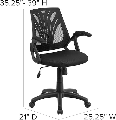 Miniatura 3 de Flash Furniture Sam Silla de oficina giratoria de malla negra con brazos abiertos