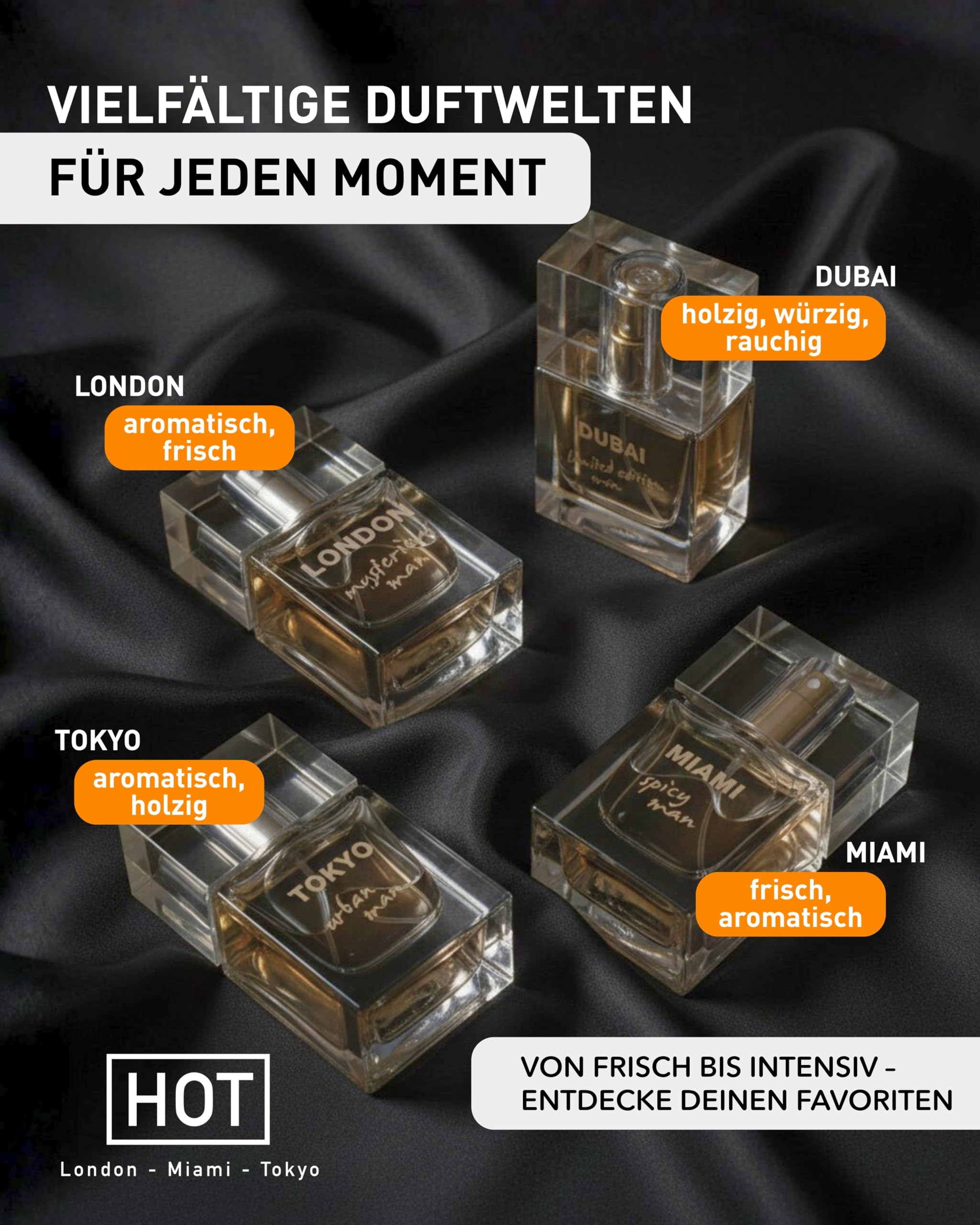 HOT Pheromone Parfum London Man 30 ml I Maskuliner Herrenduft mit vielschichtigen Duftnoten & Pheromonen I Für unbeschreibliche Anziehungskraft I Parfum Herren