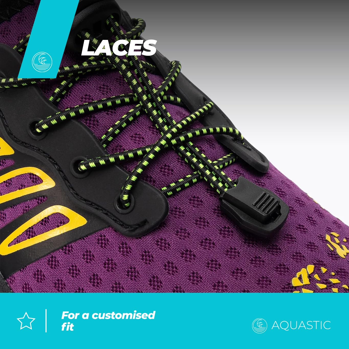 AQUASTIC Zapatillas de Agua para Adultos y para Niños con Cordones 35-42 EU Morado Escarpines Acuáticos con Suela Antideslizante Duradera y con Plantilla Suave de Espuma EVA Snorkel Playa Piscina Aqua