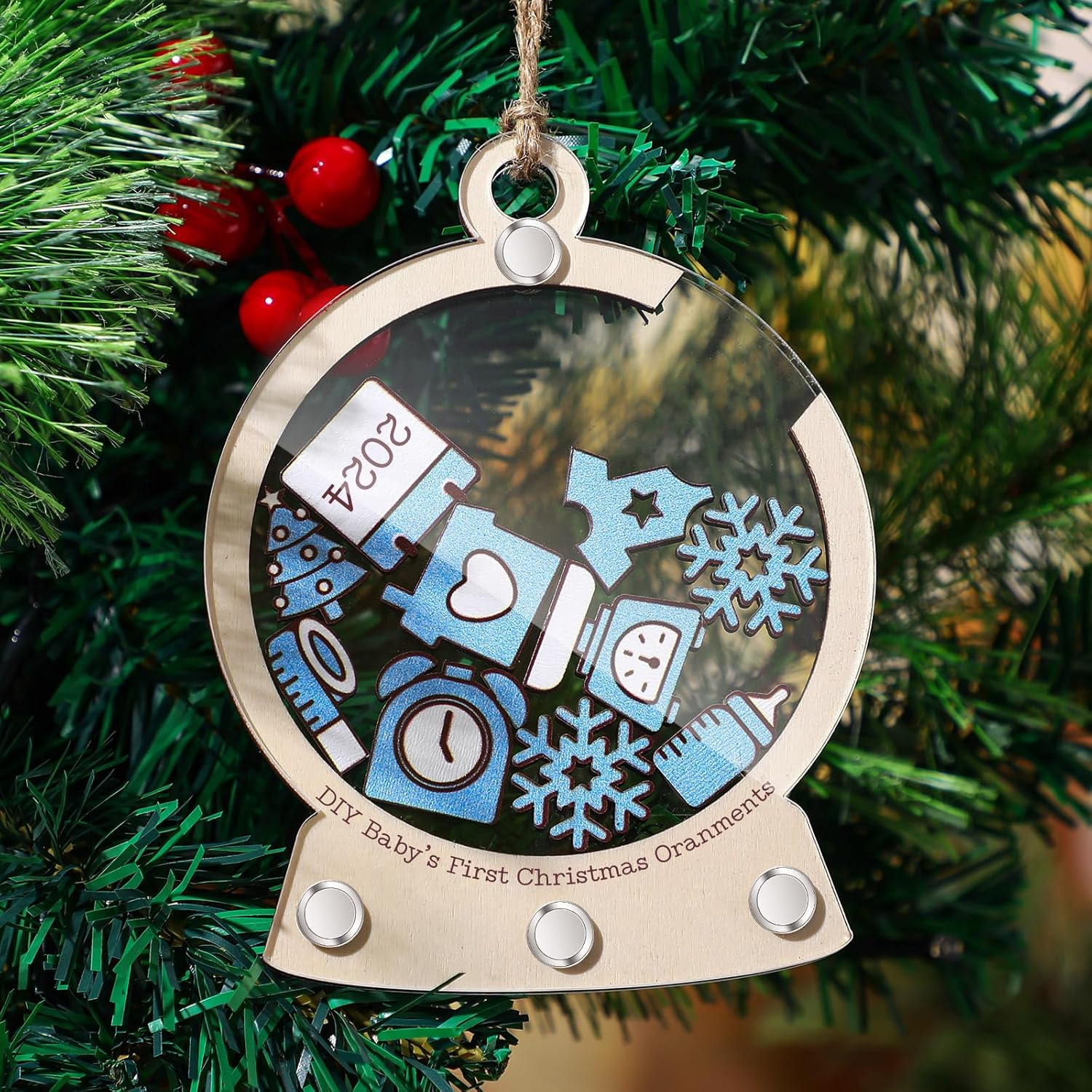 Soaoo 12 Pcs Personalized Baby's First Christmas Ornament